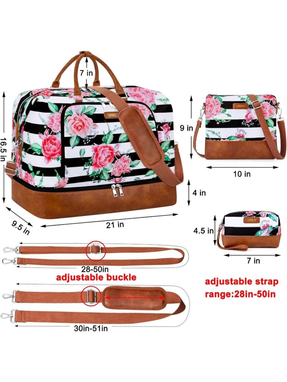 New Bag for Women, Overnight Bag with Shoe Compartment - Picture 7 of 7